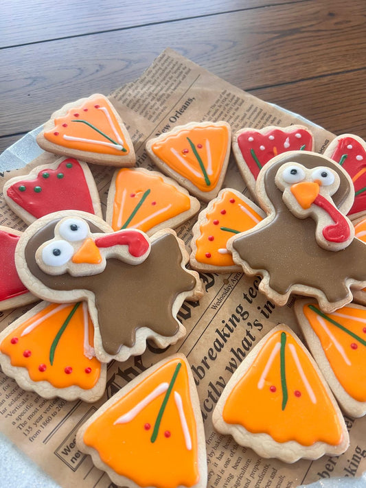 Thanksgiving-themed box of cookies